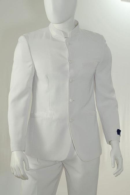 Mandarin Collar Tuxedo - Mandarin Tuxedo - No Collar Suit - Off White Suit main image 0