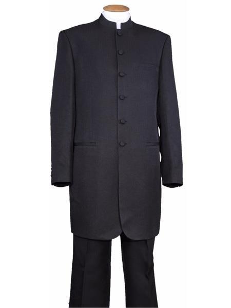 Mandarin Collar Tuxedo - Mandarin Tuxedo - No Collar Suit - Gray Suit main image 1