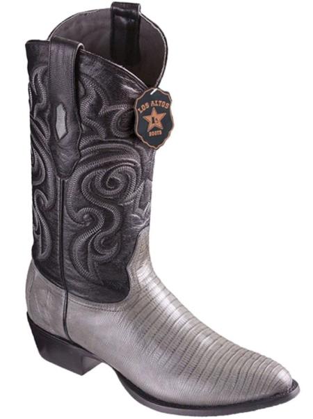 Mens Los Altos Lizard Skin Round Toe Boot Gray