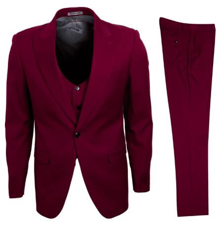 Stacy Adams Suit 1920s Vest Burgundy Big Lapels