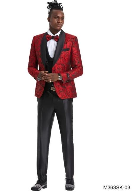 Paisley Suit - Wedding Tuxedo Suit - Prom 2026 Red Suit