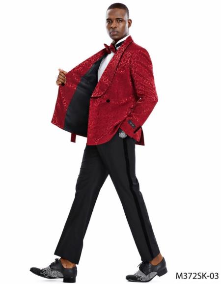 Paisley Sportcoat - Wedding Tuxedo Suit - Prom 2026 Burgundy Blazer