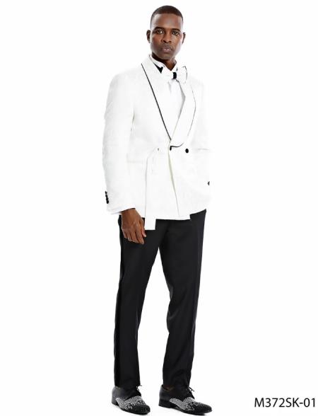 Paisley Sportcoat - Wedding Tuxedo Suit - Prom 2026 White ~ Black Blazer
