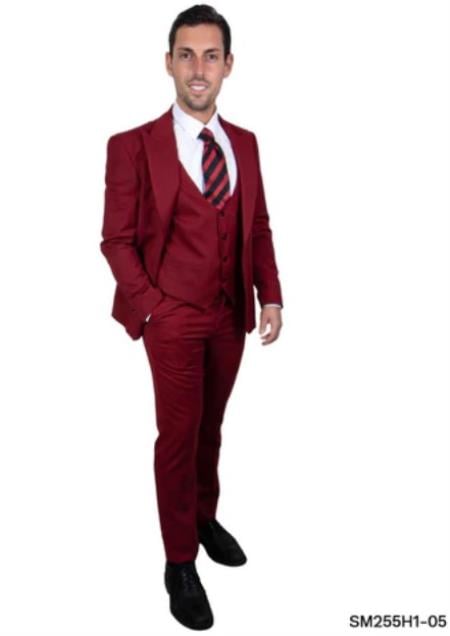 Stacy Adams Suit Hybrid Fit Suit Cheery Red