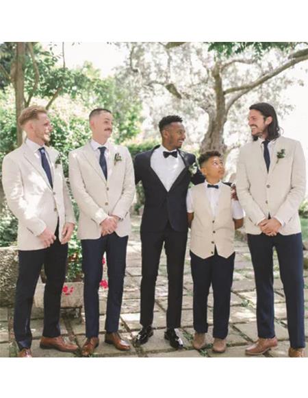 Groomsmen Tweed Suit - White and Black Herringbone Suit