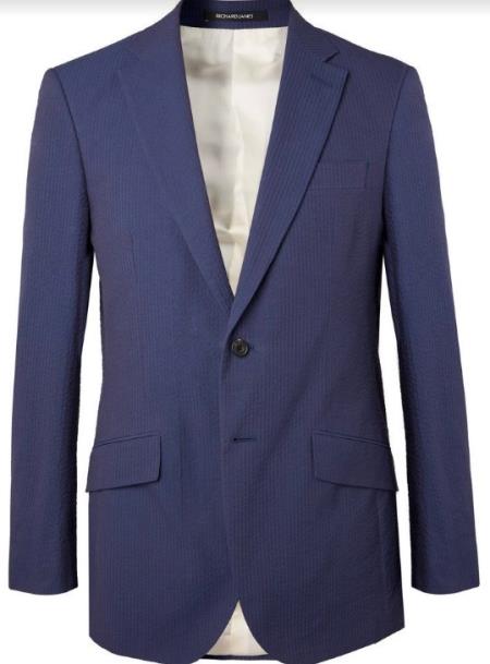 SKU#JA60888 Navy on Navy Seersucker Suit - Cotton Suit - Summer Suit - Shadow Stripe Pattern