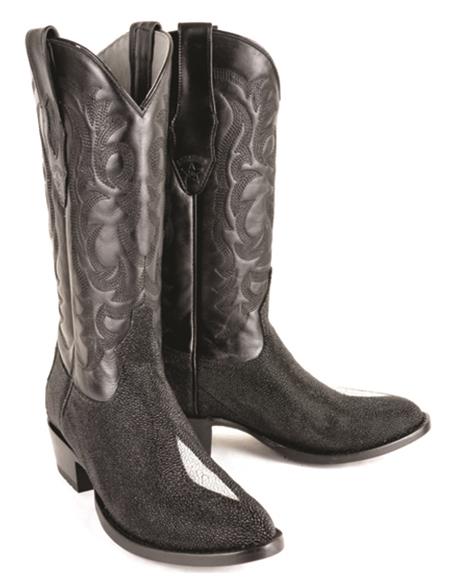 Botas Vaqueras para Hombre de Piel de Mantarraya Original Perla Sencilla