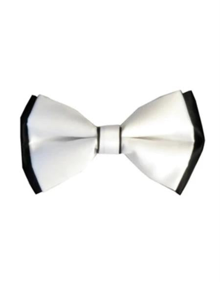 Mens Formal - Wedding Bowtie - Prom 2025 White and Black Bowtie