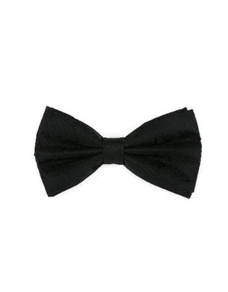 Mens Formal - Wedding Bowtie - Prom 2025 Black Paisley Bowtie