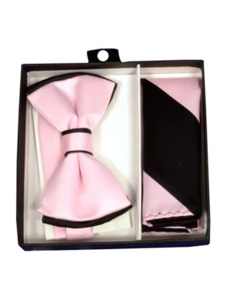 Mens Formal - Wedding Bowtie - Prom 2025 Pink and Black Bowtie