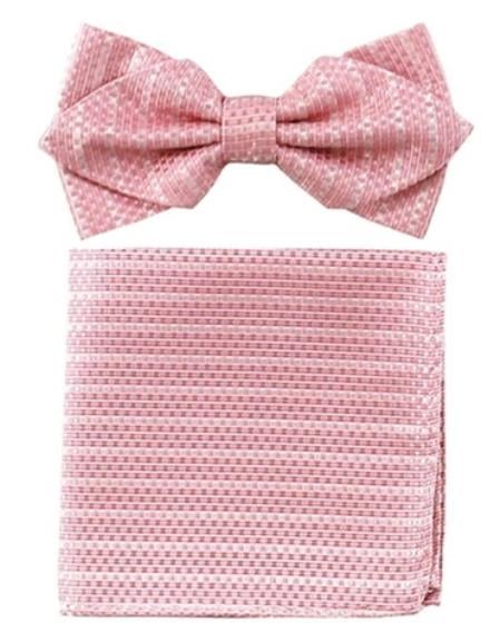 Mens Formal - Wedding Bowtie - Prom 2026 Pink Woven Bowtie