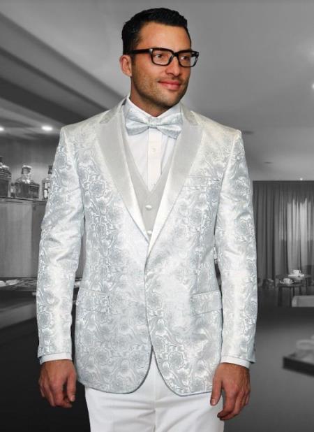 White Paisley Suit - Wedding Tuxedo