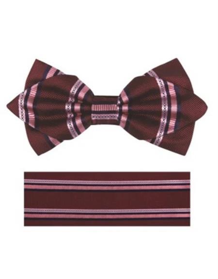 Mens Formal - Wedding Bowtie - Prom 2026 Plum Stripe Bowtie