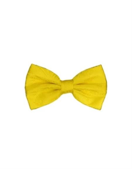 Mens Formal - Wedding Bowtie - Prom 2026 Yellow Paisley Bowtie