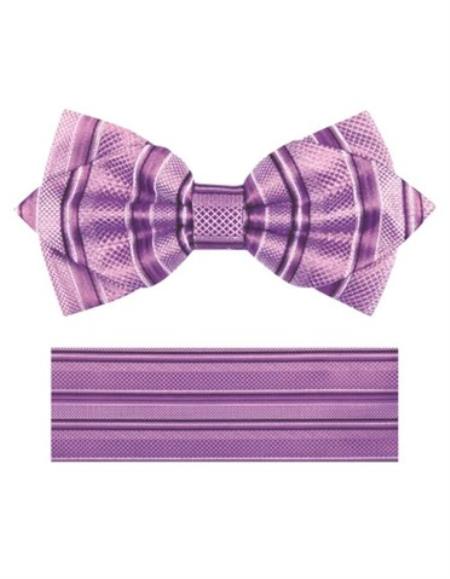 Mens Formal - Wedding Bowtie - Prom 2026 Lilac Stripe Bowtie