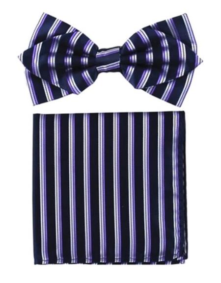 Mens Formal - Wedding Bowtie - Prom 2026 Lavender Stripe Bowtie