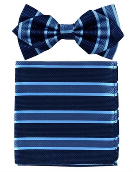 Mens Formal - Wedding Bowtie - Prom 2026 Navy Stripe Bowtie
