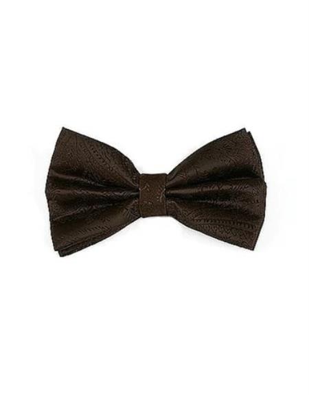 Mens Formal - Wedding Bowtie - Prom 2026 Brown Paisley Bowtie