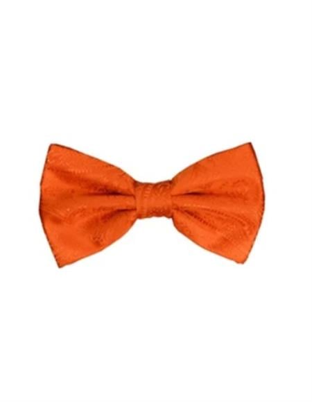Mens Formal - Wedding Bowtie - Prom 2025 Orange Paisley Bowtie