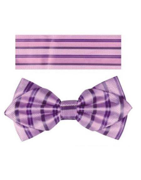 Mens Formal - Wedding Bowtie - Prom 2026 Lavender Stripe Bowtie