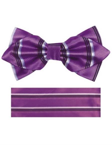 Mens Formal - Wedding Bowtie - Prom 2025 Purple and Black Bowtie