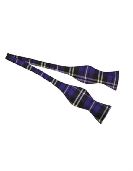 Mens Formal - Wedding Bowtie - Prom 2026 Purple Plaid Self-Tie Bowtie
