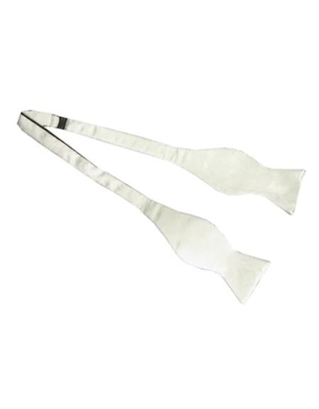 Mens Formal - Wedding Bowtie - Prom 2026 White Self-Tie Bowtie