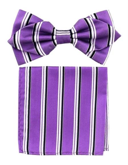 Mens Formal - Wedding Bowtie - Prom 2026 Lilac Stripe Bowtie