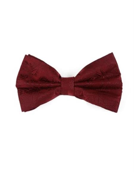 Mens Formal - Wedding Bowtie - Prom 2026 Burgundy Paisley Bowtie