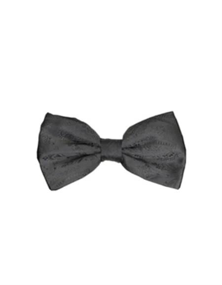 Mens Formal - Wedding Bowtie - Prom 2026 Charcoal Paisley Bowtie