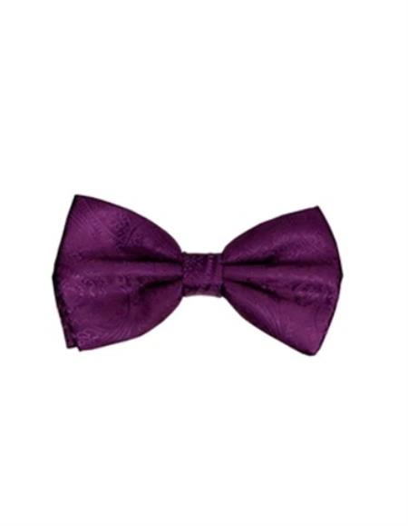 Mens Formal - Wedding Bowtie - Prom 2026 Eggplant Paisley Bowtie