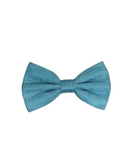Mens Formal - Wedding Bowtie - Prom 2026 Aqua Paisley Bowtie