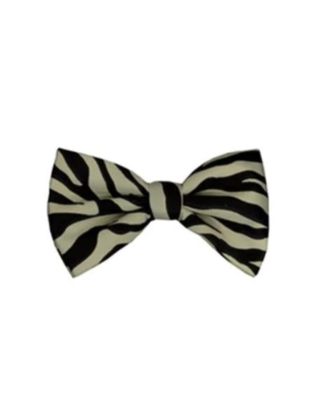 Mens Formal - Wedding Bowtie - Prom 2026 Ivory Animal Print Bowtie