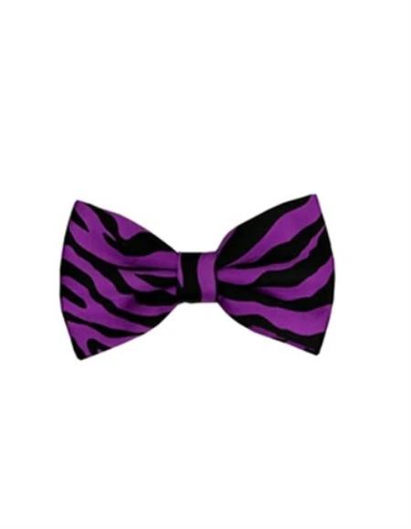 Mens Formal - Wedding Bowtie - Prom 2026 Purple Animal Print Bowtie