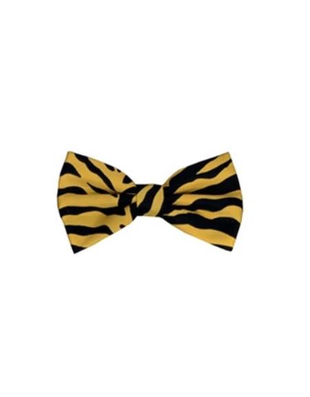 Mens Formal - Wedding Bowtie - Prom 2026 Yellow Animal Print Bowtie