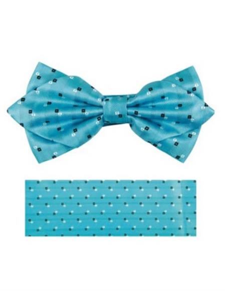 Mens Formal - Wedding Bowtie - Prom 2026 Aqua Dot Bowtie