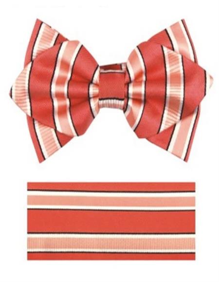 Mens Formal - Wedding Bowtie - Prom 2026 Melon Stripe Bowtie