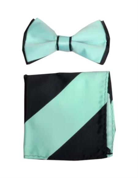 Mens Formal - Wedding Bowtie - Prom 2025 Mint Green and Black Bowtie