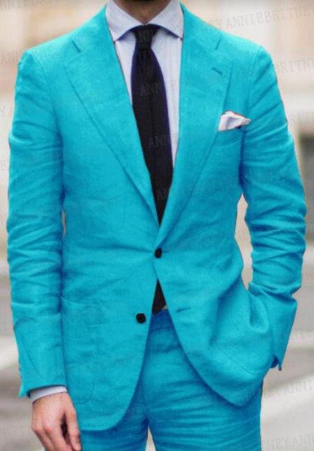 Turquoise Summer Fabric Suit - Light Blue Summer Fabric Suit - Aqua Tiffany Color