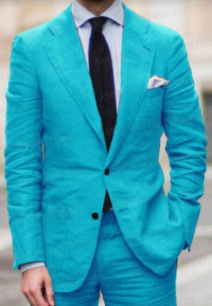 Turquoise Summer Fabric Suit - Light Blue Summer Fabric Suit - Aqua Tiffany Color