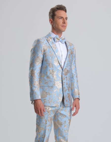 Gold Tuxedos - Paisley Suits - Prom Suits - Wedding Tuxedos Suits - Groom Suit Black