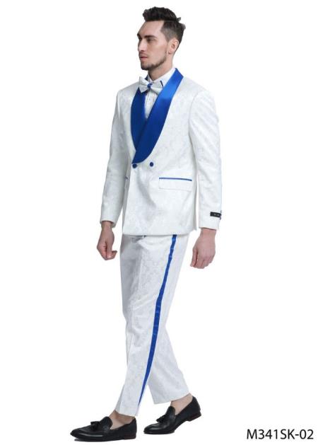 White and Royal Tuxedo Suit - Prom 2026 Suit - Prom 2026 Wedding Suit