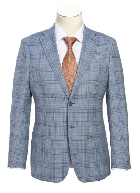 Mens Light Gray Suit with Blue Accents – Business Formal