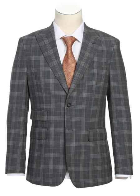 Mens Gray Checkered Business Suit