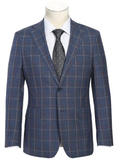 Mens Light Steel Blue Business Suit