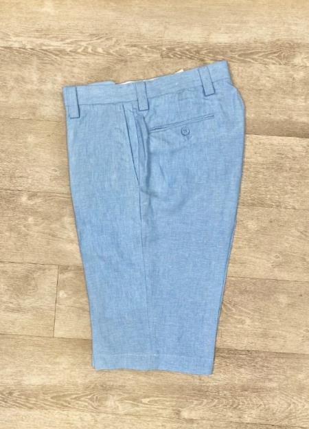 Linen Flat Front Pants Lake Blue