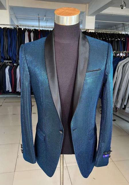 Retro Paris Suits Mens Suit Blue