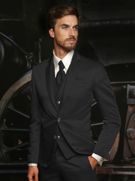 Mens Shiny Blazer - Ivory Sateen Vested Suit main image 1