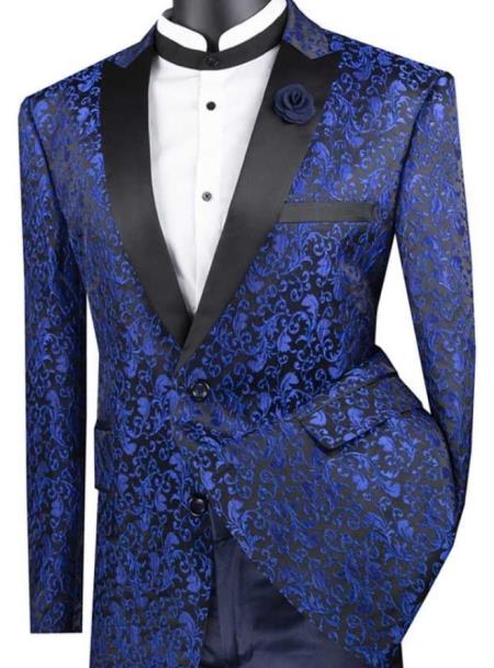 Paisley Blazer - Blue Tuxedo - Dinner Jacket - Prom 2025 Tuxedo
