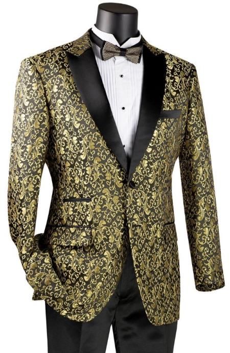 Paisley Blazer - Gold Tuxedo - Dinner Jacket - Prom 2025 Tuxedo